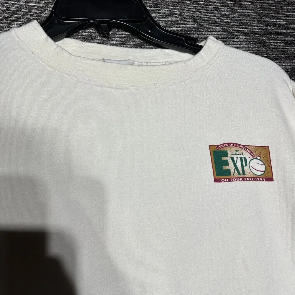 Hallmark 1994 Expo Sweatshirt Men's Size L White Pullover Keepsake Ornament Tour